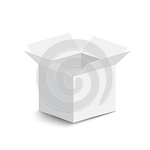 White open box on white background. open box with shadow. vector illustration.