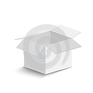 White open box on white background. open box with shadow. vector illustration