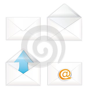 White open closed envelope icon set