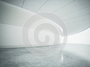 White open space contemporary interior. 3d render