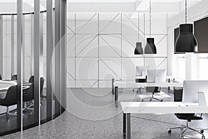 White open space office, meeting room