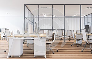 White open space office and conference room