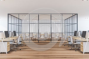 White open space office and meeting room