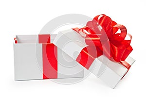 White opened pasteboard square gift box