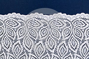 White openwork lace on a dark blue