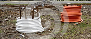 White and orange industrial tubing