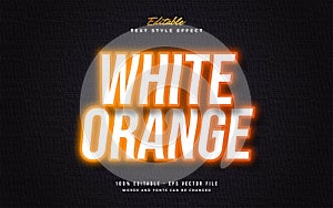 White and Orange Text Style with Glowing Neon and Wavy Effect. Editable Text Style Effect