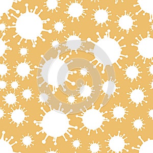 White on Orange Virus Pattern Seamless Repeat Background