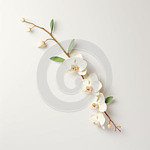 White Orchid Flower Plant: Minimalistic Hanging Scroll With Delicate Sculptures