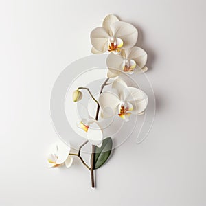 White Orchid On White Surface: Minimalist 3d Render Inspired By Ariana Grande