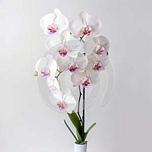 White Orchid In A White Vase: Stunning Commercial Photography With Realistic Details