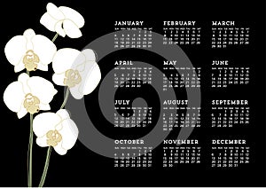 White Orchids Calendar