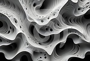 White organic structure resembling bone tissue or coral.