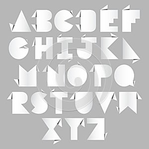 White origami alphabet letters