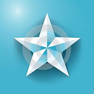 a white origami star on a blue background