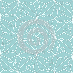 White ornament seamless vector pattern on blue