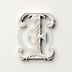 White Ornamental Letter F In 3d Rendered Design