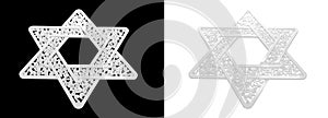 white ornamental pattern magen david isolated, object 3D rendering