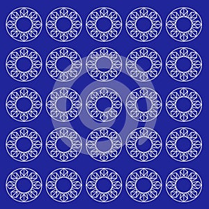 White Ornaments on Blue Aztecs on White Pattern Texture