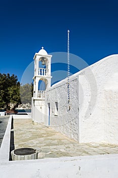 White orthodox church at Mantrakia, Milos island, Greece