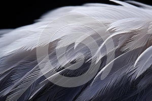 White ostrich feathers on a black background