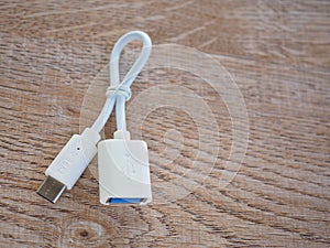 White otg cable with usb type-c connection
