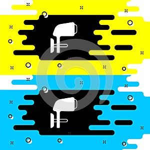 White Outboard boat motor icon isolated on black background. Boat engine. Vector