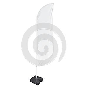 White Outdoor Feather Flag With Ground Fillable Water Base, Stander Advertising Banner Shield. Mock Up Products.