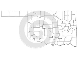 Counties Map of US State of Oklahoma