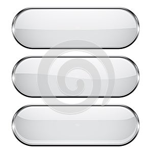 White oval buttons with chrome frame