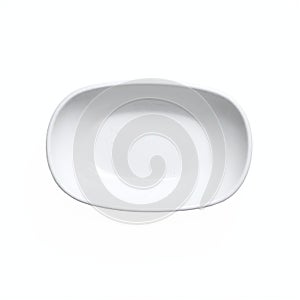 White Oval Ceramic Serving Bowl Empty Transparent Background Clipping Path Clear Dish