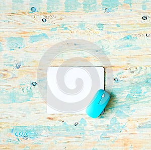 White pad with blue mouse