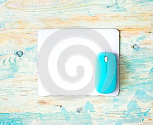 White pad with blue mouse