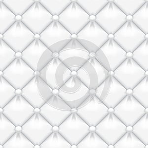 White padded leather upholstery vector seamless pattern.