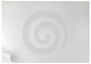 White Page Curl Background, isolated copy space, large detailed horizontal