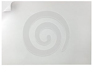 White page curl background, isolated horizontal copy space