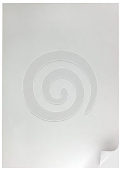 White Page Curl Background isolated vertical copy space