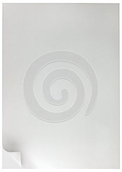 White Page Curl Background, Vertical Isolated Copy Space