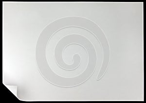 White Page Curl, isolated on black, large detailed horizontal copy space closeup