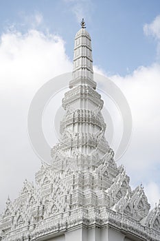 White pagoda at Gate of Sak Chaisit of Grand Palace, Bangkok