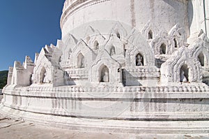 White pagoda of Hsinbyume aka Taj Mahal of Myanmar located in Mingun, Mandalay