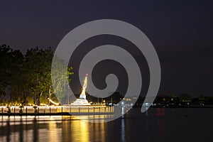 White pagoda on Ko Kret along the Chao Phraya River, Nonthaburi, Thailand