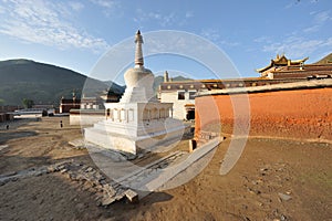 White pagoda in tibetan temple