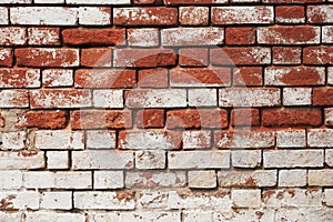 White painted aged brick wall background
