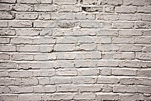 White painted aged outside brick wall texture