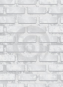White painted brick wall seamless pattern . Eps 10 vector illustration