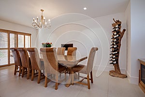 White painted furnished modern dining room