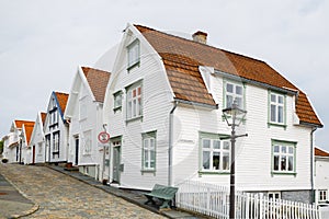 White painted houses in the old part of Stavanger