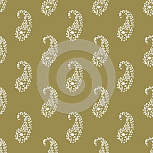 white paisley seamless pattern on pastel background