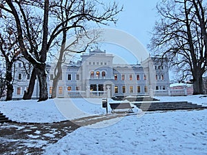 White palace in Plunge town park, Lithuania